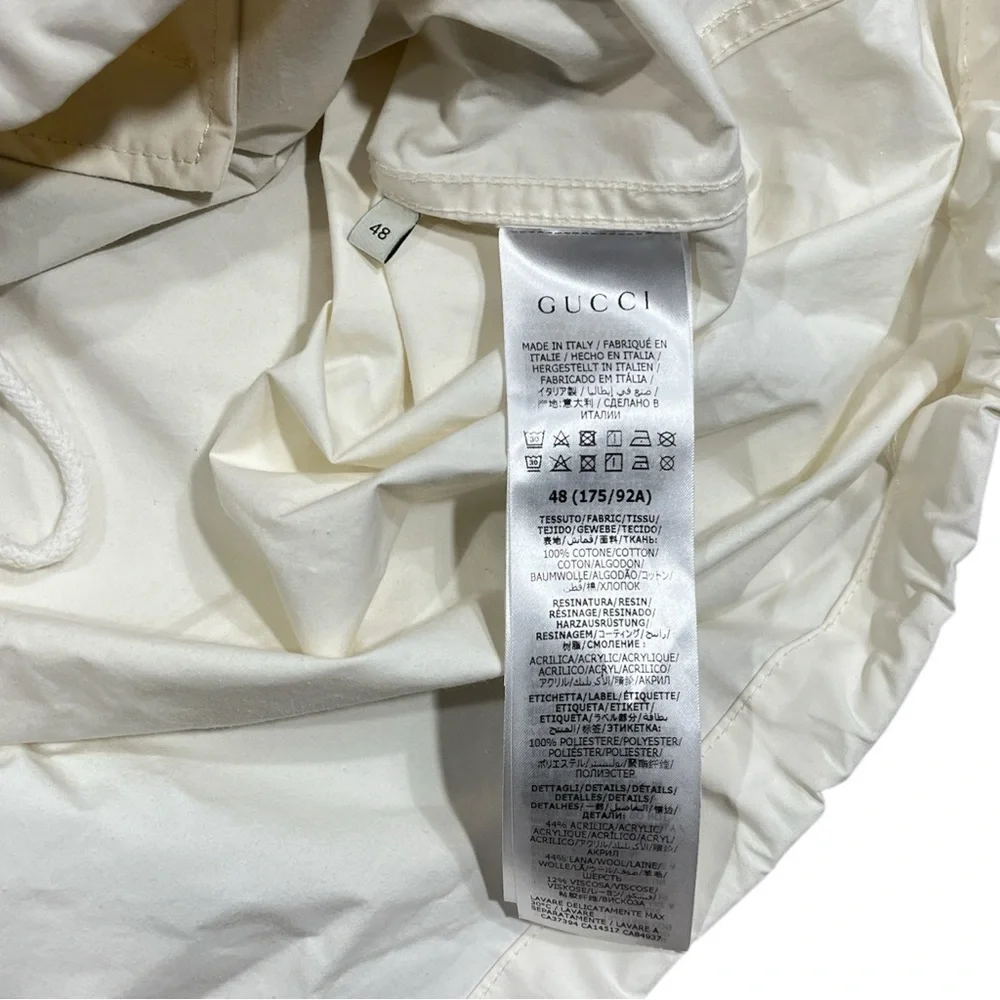 Gucci Men's GRG Stripe Vintage Smock Windbreaker in White size 48 / Large